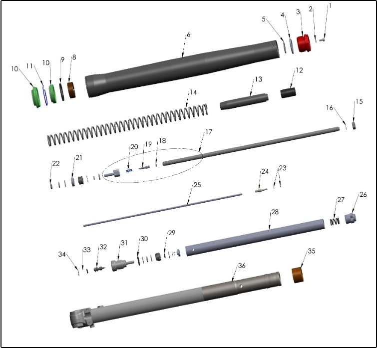 2027 Cobra CX50 JR - FORK LEG ASSEMBLY - BRAKE SIDE exploded diagram