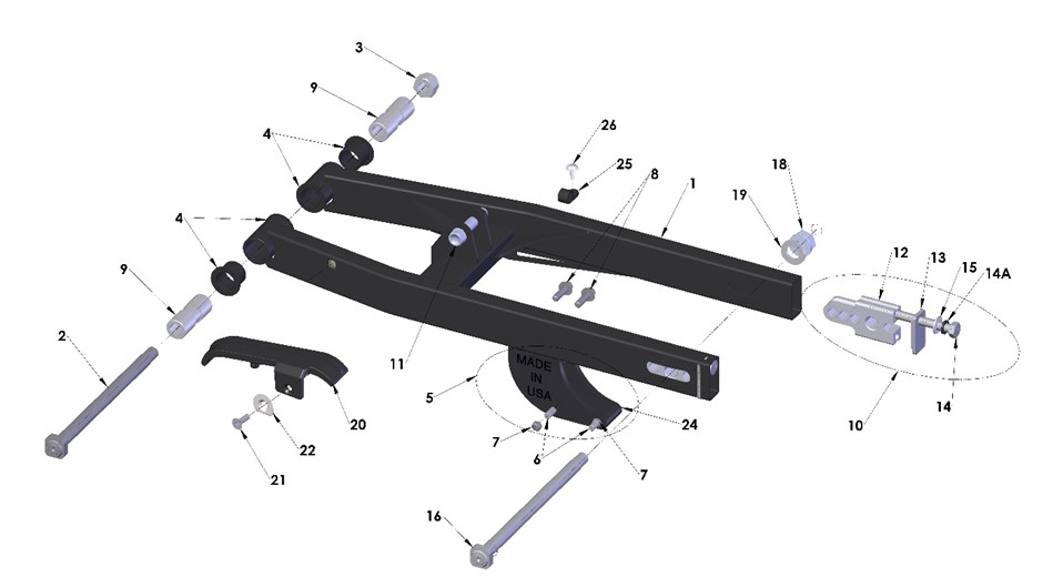 2023 Cobra CX50 SRx FWE - SWINGARM ASSEMBLY