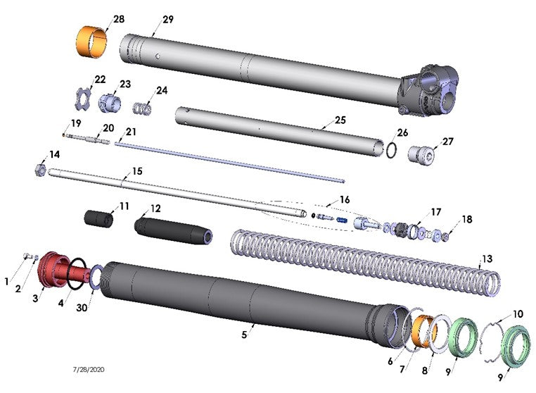 2026 Cobra CX65 - FORK - LEG ASSEMBLY - NON-BRAKE SIDE