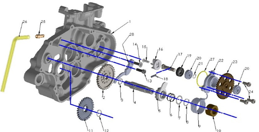 2026 Cobra CX65 - ENGINE - KICK MECHANISM & WATER PUMP