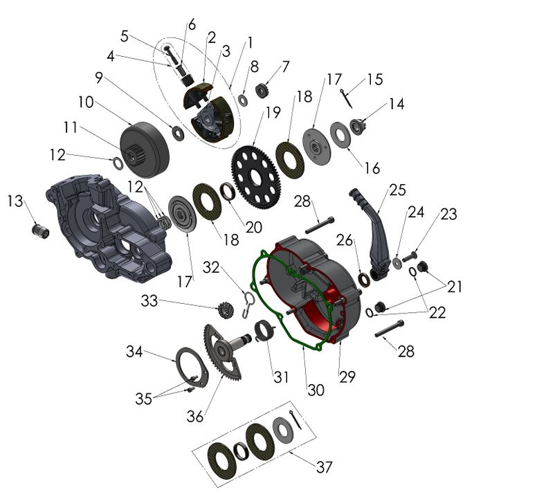 2022 Cobra CX50 SRX FWE - ENGINE - CLUTCH & KICK LEVER