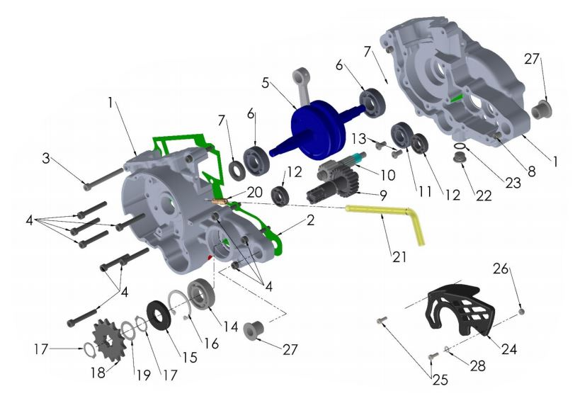 2020 Cobra CX50 FWE - ENGINE - BOTTOM END & TRANSMISSION