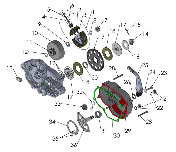 2020 Cobra CX50 JR - ENGINE - CLUTCH & KICK LEVER