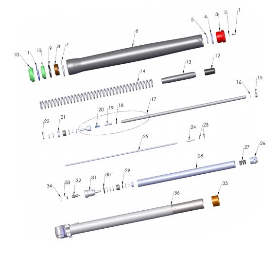 2020 Cobra CX50 JR - FORKS - LEG ASSEMBLY - BRAKE SIDE