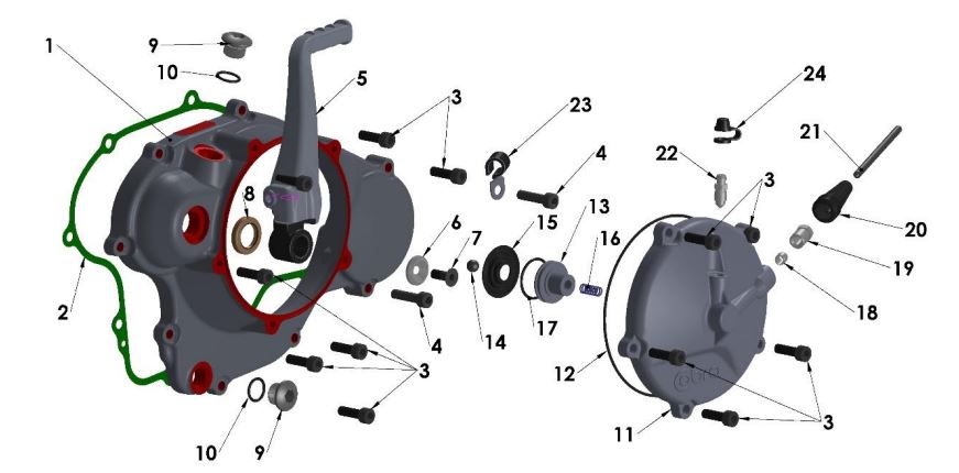 2020 Cobra CX65 - ENGINE - CLUTCH & KICK COVER