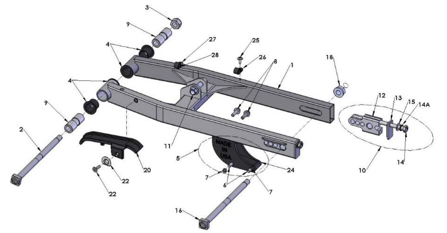 2019 Cobra CX50 FWE - SWINGARM ASSEMBLY