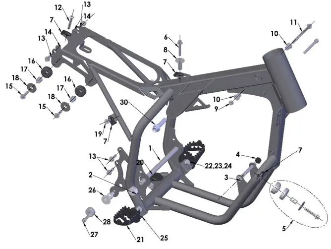 2024 COBRA CX50 JR - FRAME - ENGINE, SWINGARM, TANK & PIPE MOUNTS