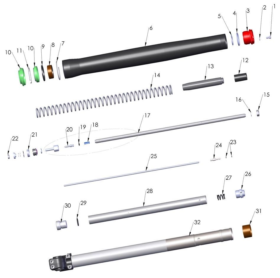 2022 Cobra CX50 SRx King - FORK - LEG ASSEMBLY - NON-BRAKE SIDE