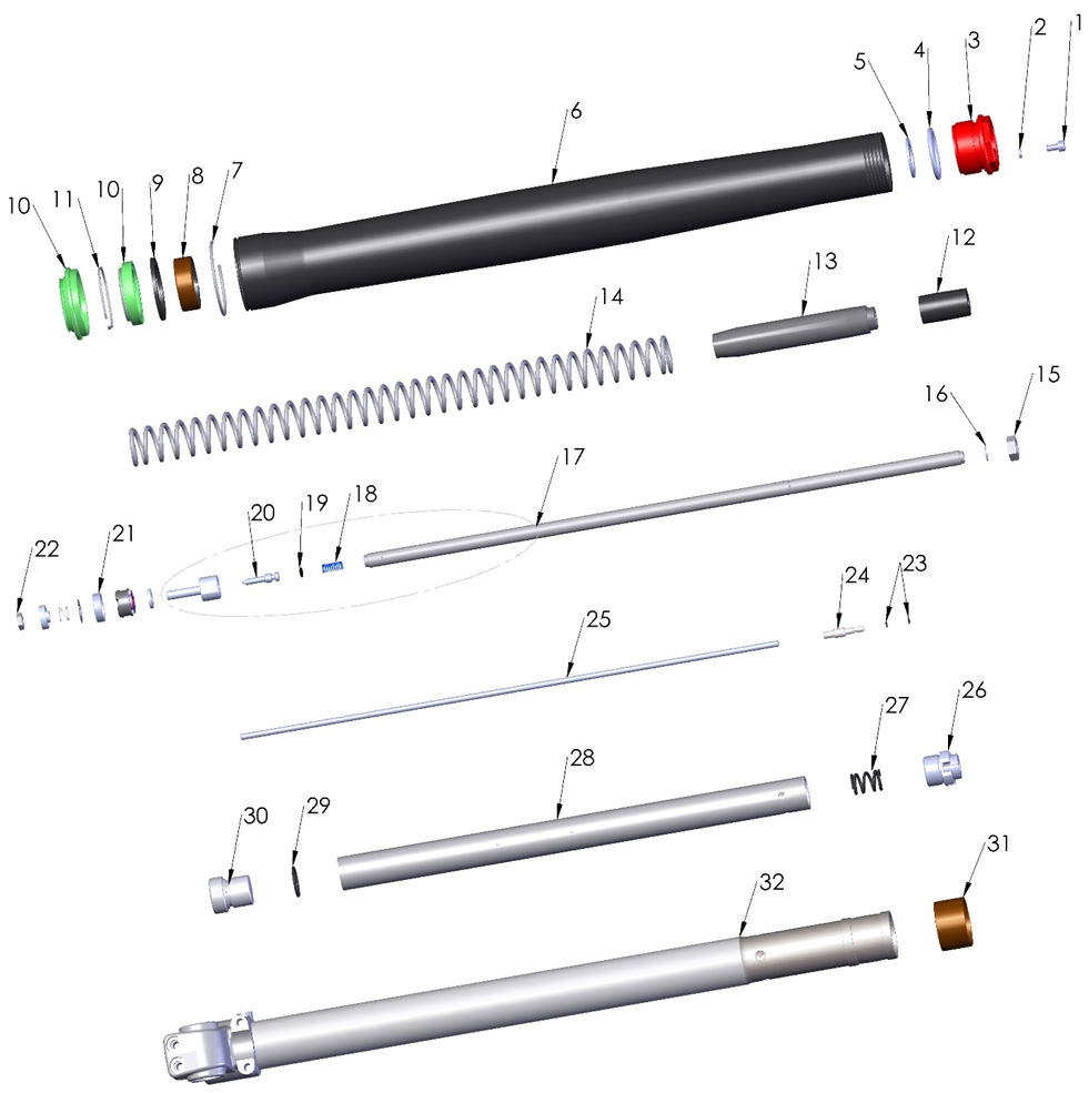 2024 Cobra CX50 SRx KING - FORK LEG ASSEMBLY - NON-BRAKE SIDE