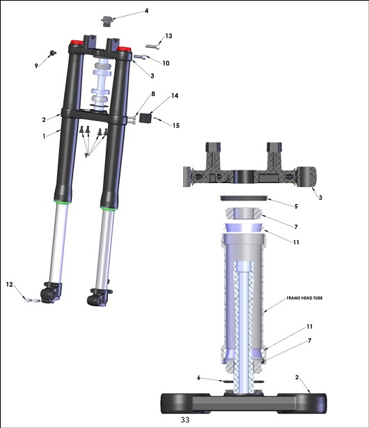 2026 Cobra CX50 SRx FWE - FORKS & TRIPLE CLAMPS