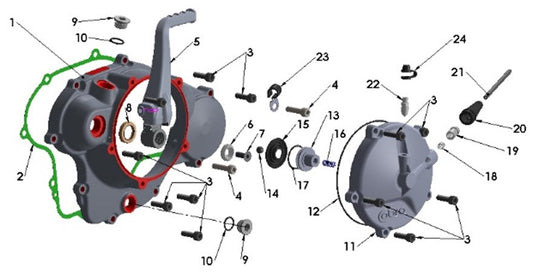 2023 Cobra CX65 - ENGINE - CLUTCH & KICK COVER