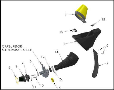 2027 Cobra CX50 JR - AIRBOX & INLET SYSTEM exploded diagram