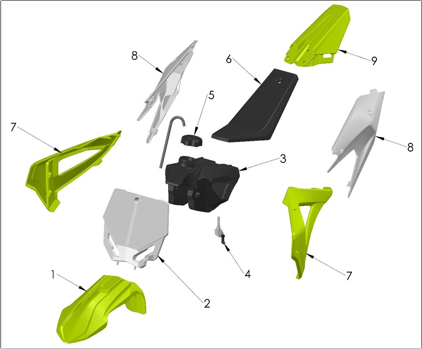 2027 Cobra CX50 JR - BODYWORK - SEAT - TANK exploded diagram