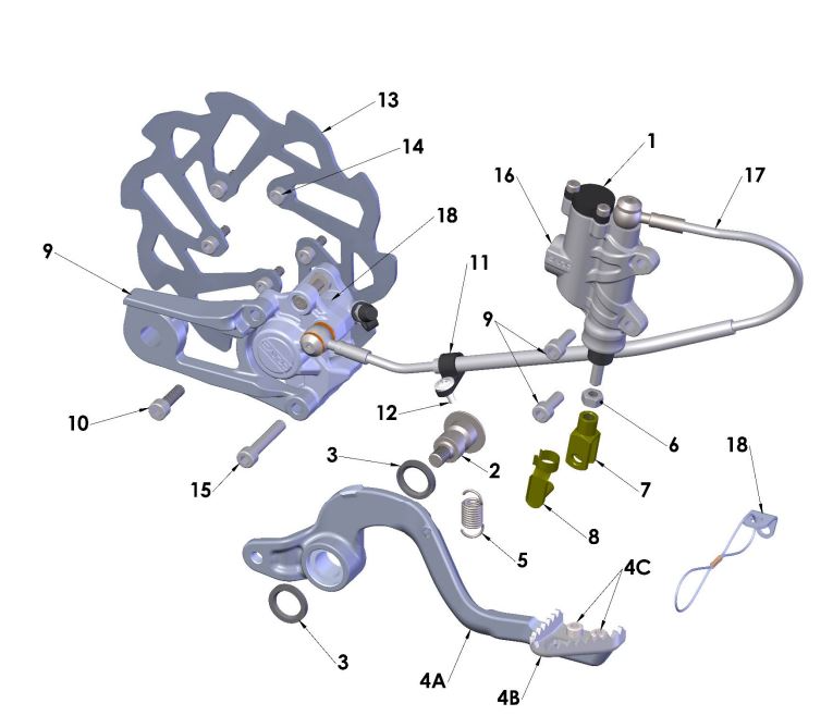 2027 Cobra CX50 JR - BRAKE - REAR exploded diagram