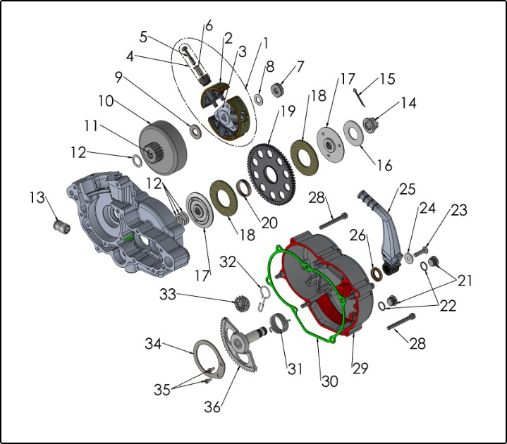 2027 Cobra CX50 JR - ENGINE - CLUTCH & KICK LEVER exploded diagram