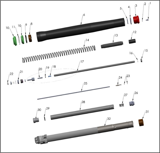 2027 Cobra CX50 JR - FORK LEG ASSEMBLY - NON-BRAKE SIDE exploded diagram