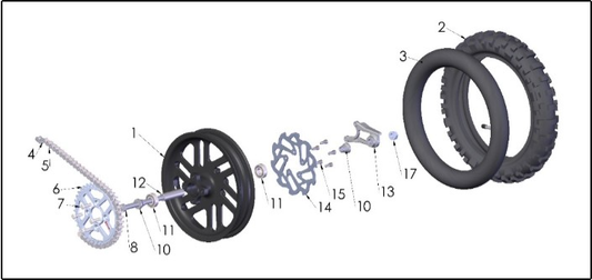 2027 Cobra CX50 JR - WHEEL - REAR exploded diagram