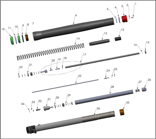 2027 Cobra CX50 SRx FWE - FORK LEG ASSEMBLY - BRAKE SIDE exploded diagram