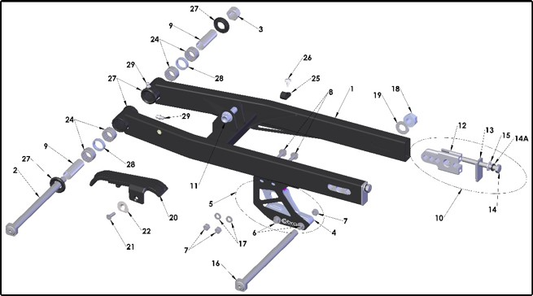 2027 Cobra CX50 SRx FWE - SWINGARM exploded diagram
