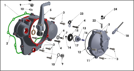 2027 Cobra CX65 - ENGINE - CLUTCH COVER & KICK LEVER exploded diagram