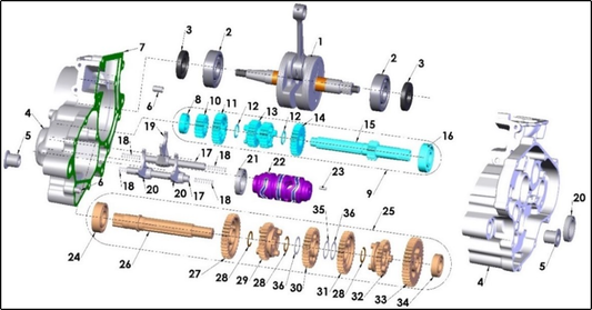 2027 Cobra CX65 - ENGINE - CRANKSHAFT & TRANSMISSION exploded diagram
