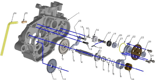 2027 Cobra CX65 - ENGINE - KICK MECHANISM & WATER PUMP exploded diagram