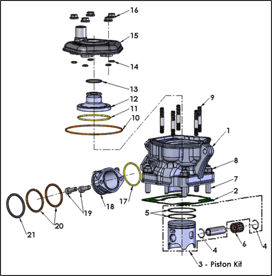 2027 Cobra CX65 - ENGINE - TOP END exploded diagram