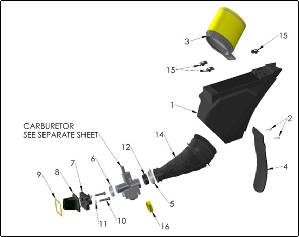2027 CX50 SRx FWE - AIRBOX AND INLET SYSTEM exploded diagram