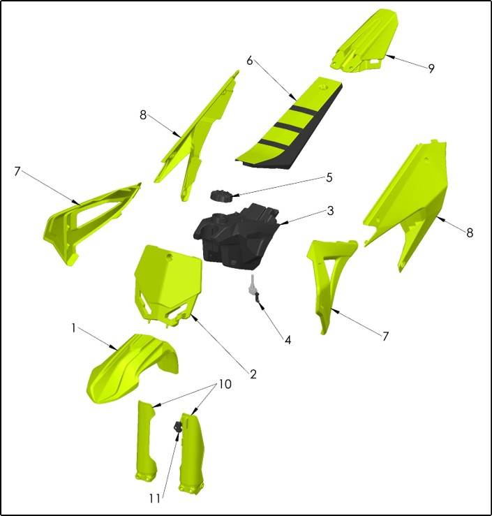 2027 CX50 SRx FWE - BODYWORK - SEAT - TANK exploded diagram