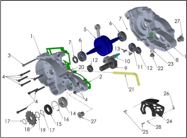 2027 CX50 SRx FWE - ENGINE - CRANKSHAFT AND TRANSMISSION exploded diagram