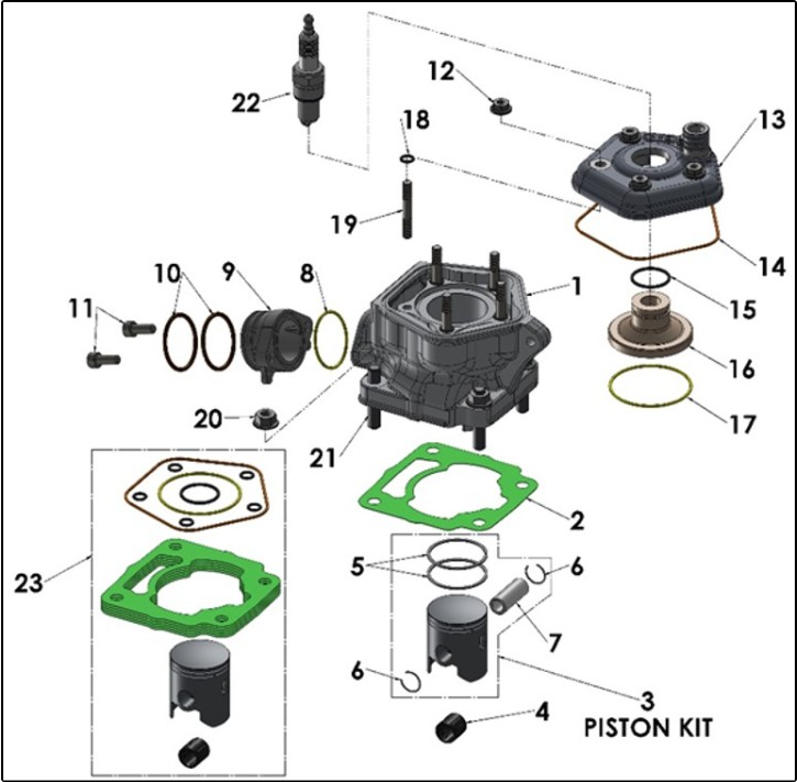 2027 CX50 SRx FWE - ENGINE - TOP END exploded diagram