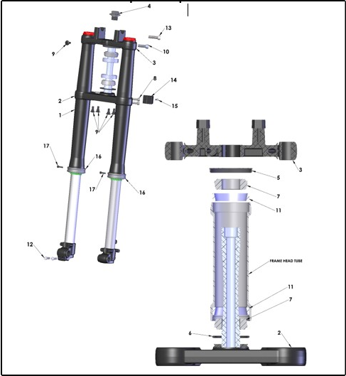 2027 CX50 SRx FWE - FORKS AND TRIPLE CLAMPS exploded diagram