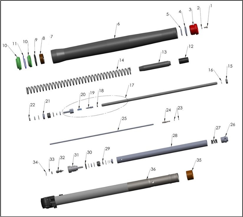 2027 CX50 SRx FWE - FORK LEG ASSEMBLY - BRAKE SIDE exploded diagram