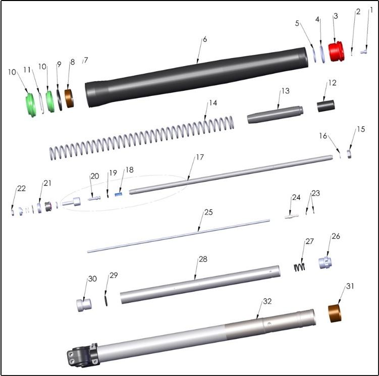 2027 CX50 SRx FWE - FORK LEG ASSEMBLY - NON-BRAKE SIDE exploded diagram