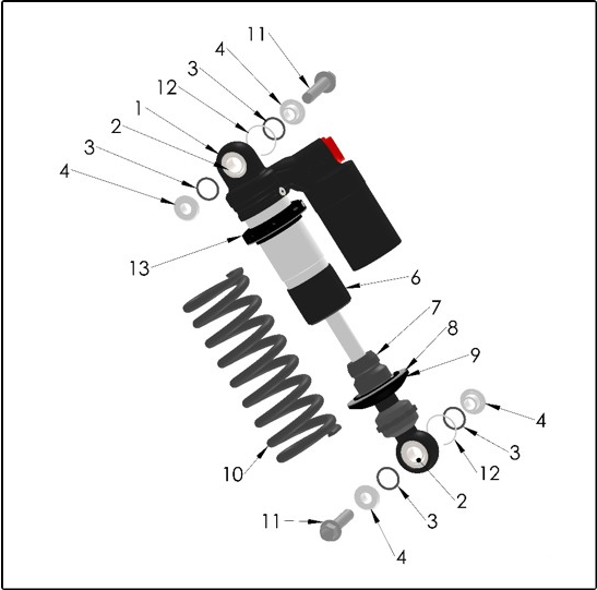 2027 CX50 SRx FWE - SHOCK - EXTERNAL exploded diagram