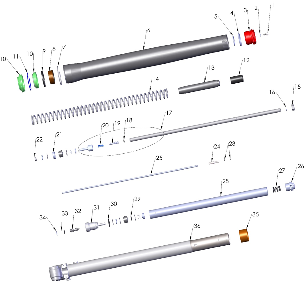 2022 Cobra CX50 JR - FORK - LEG ASSEMBLY - NON-BRAKE SIDE