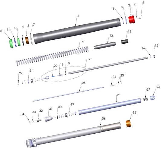 2022 Cobra CX50 JR - FORK - LEG ASSEMBLY - NON-BRAKE SIDE