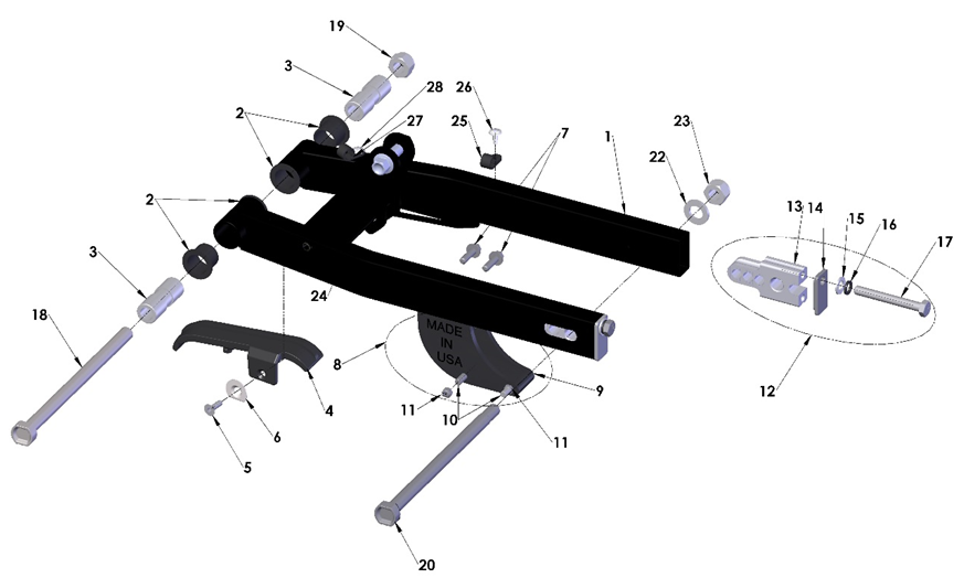 2022 Cobra CX50 JR - SWINGARM ASSEMBLY