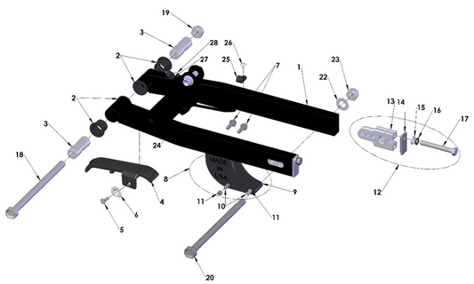 2022 Cobra CX50 JR - SWINGARM ASSEMBLY