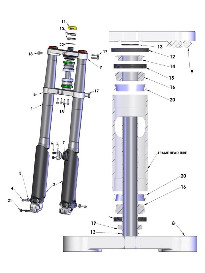 2018 Cobra CX50 JR - FORKS & TRIPLE CLAMPS