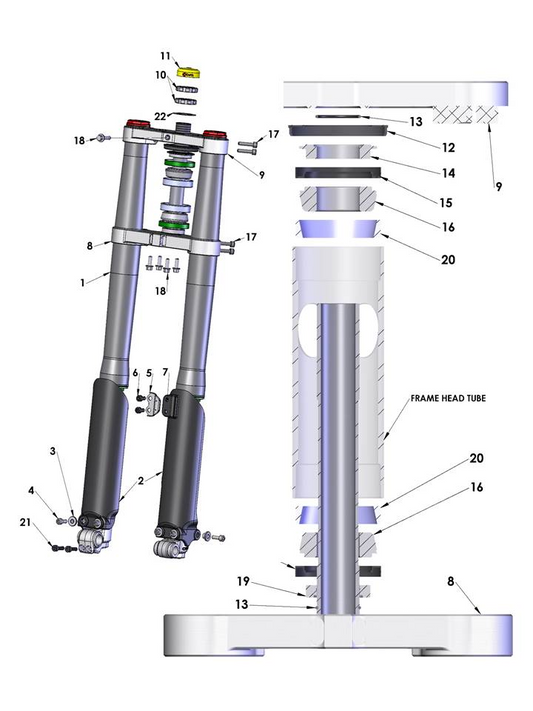 2018 Cobra CX50 JR - FORKS & TRIPLE CLAMPS
