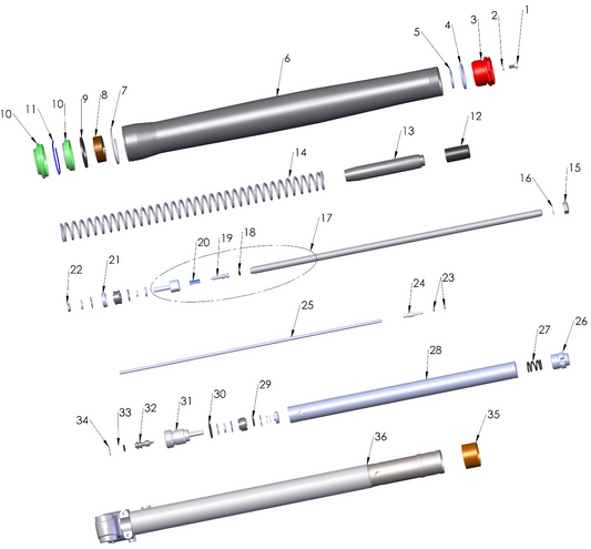 2018 Cobra CX50 JR - FORKS - LEG ASSEMBLY - BRAKE SIDE