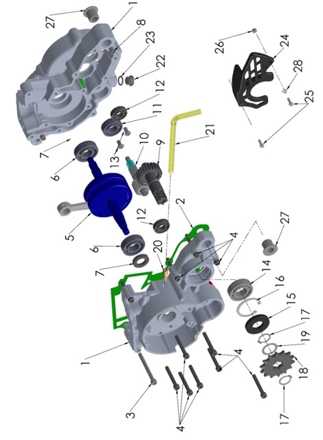 2026 Cobra CX50 JR - ENGINE - CRANKSHAFT & TRANSMISSION