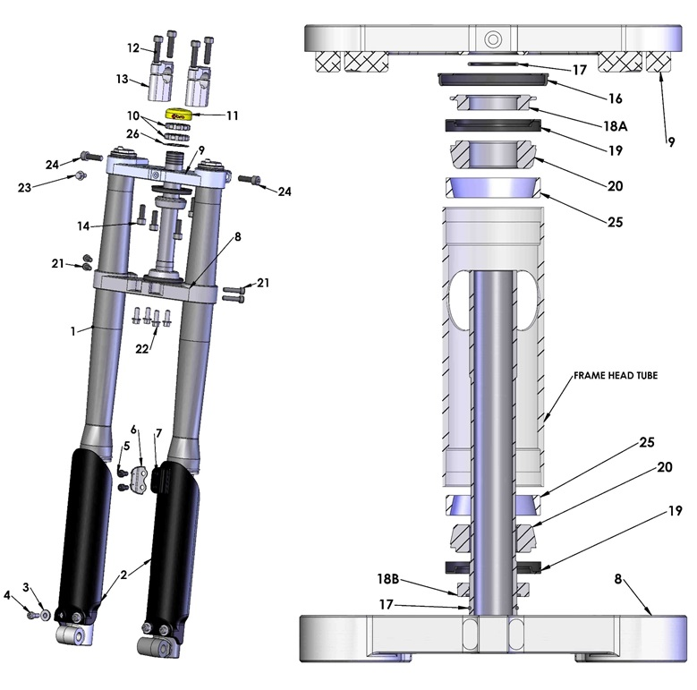 2018 Cobra CX50 P3 - FORKS & TRIPLE CLAMPS
