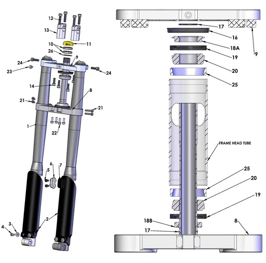 2018 Cobra CX50 P3 - FORKS & TRIPLE CLAMPS