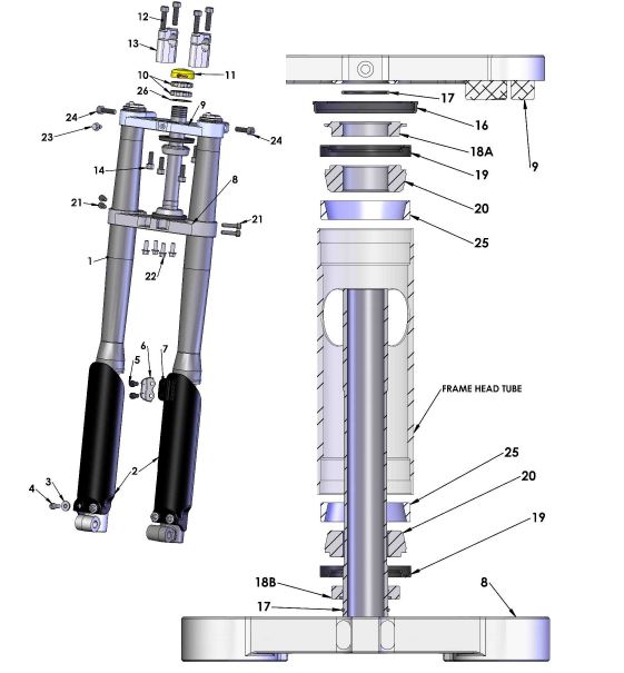 2017 Cobra CX50 JR - FORKS & TRIPLE CLAMPS