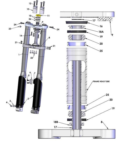 2017 Cobra CX50 JR - FORKS & TRIPLE CLAMPS