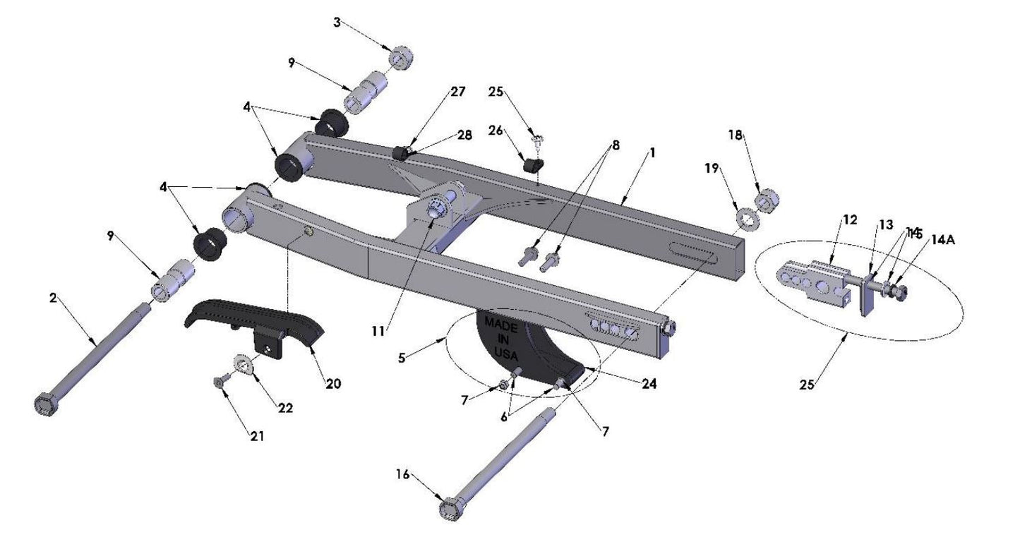2019 Cobra CX50 KING - SWINGARM ASSEMBLY