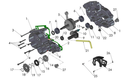 2018 Cobra CX50 KING - ENGINE - BOTTOM END & TRANSMISSION