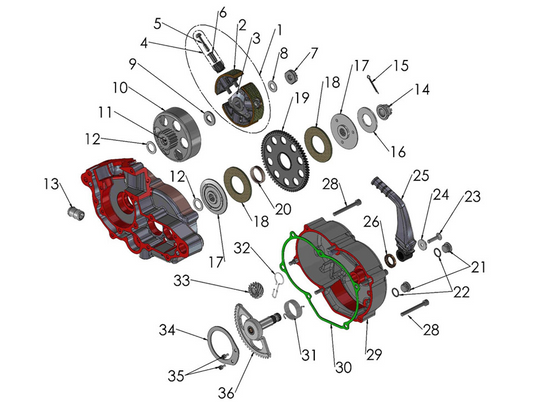 2018 Cobra CX50 KING - ENGINE - CLUTCH & KICK LEVER